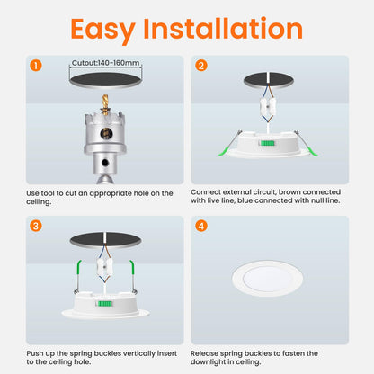ALUSSO LIGHTING Einbaustrahler LED - 15W, 3CCT Dimmbar, 6er Set