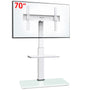 AOKCOS TV Bodenständer höhenverstellbar schwenkbar mit Ablagen, Weiss. Zur flexiblen Positionierung eines Fernsehers im Raum.