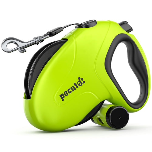 Pecute Rollleine 10 m, Hundeleine für Hunde bis 50 kg mit TPE-Griff und reflektierendem Gurtband