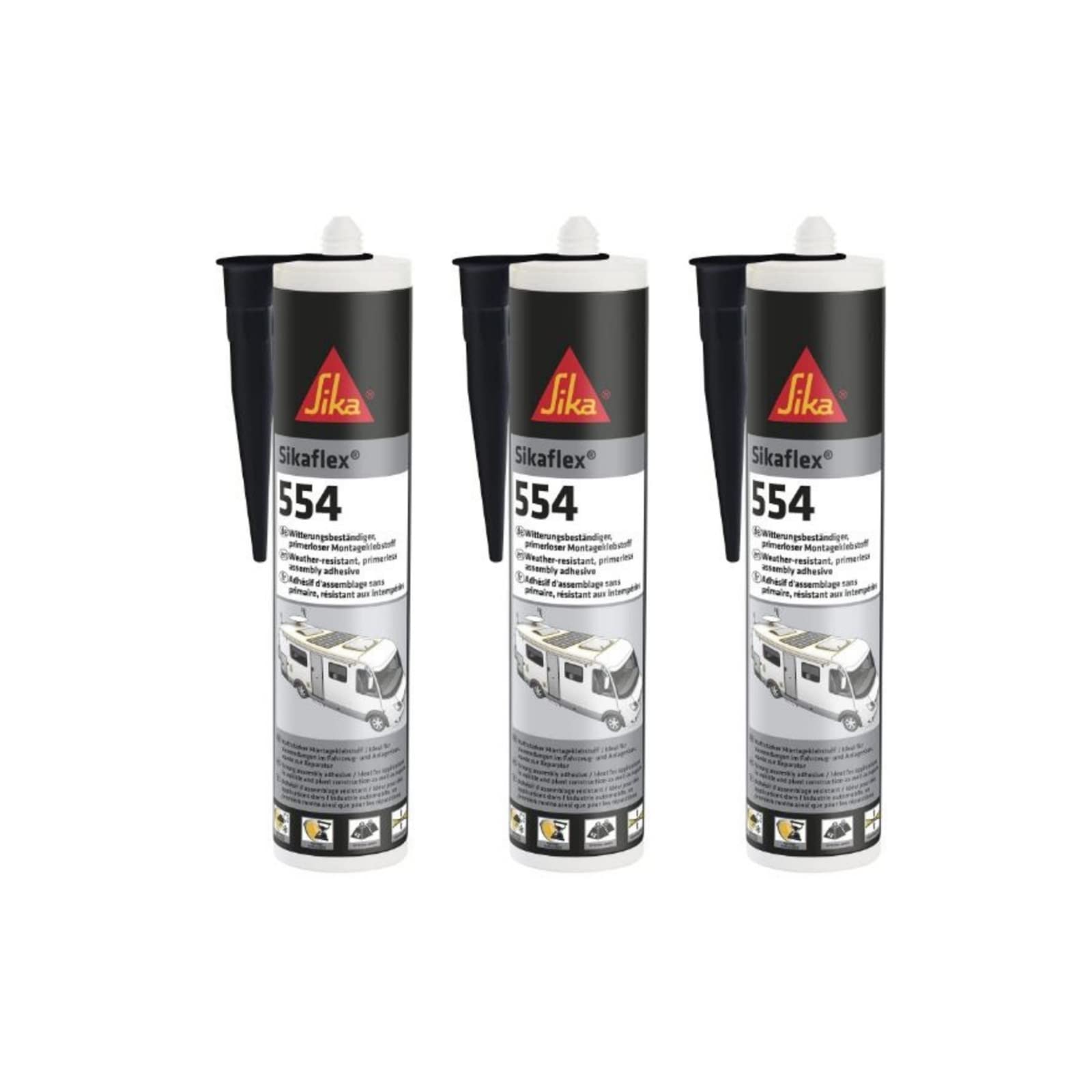 Sika Sikaflex 554 Caravan STP-Klebstoff weiss, 3 x 300 ml, drei weisse Kartuschen