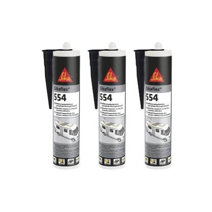 Sika Sikaflex 554 Caravan STP-Klebstoff weiss, 3 x 300 ml, drei weisse Kartuschen