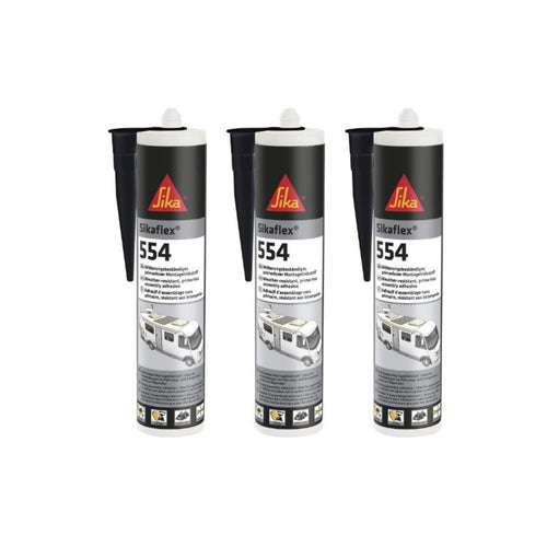 Sika Sikaflex 554 Caravan STP-Klebstoff weiss, 3 x 300 ml, drei weisse Kartuschen