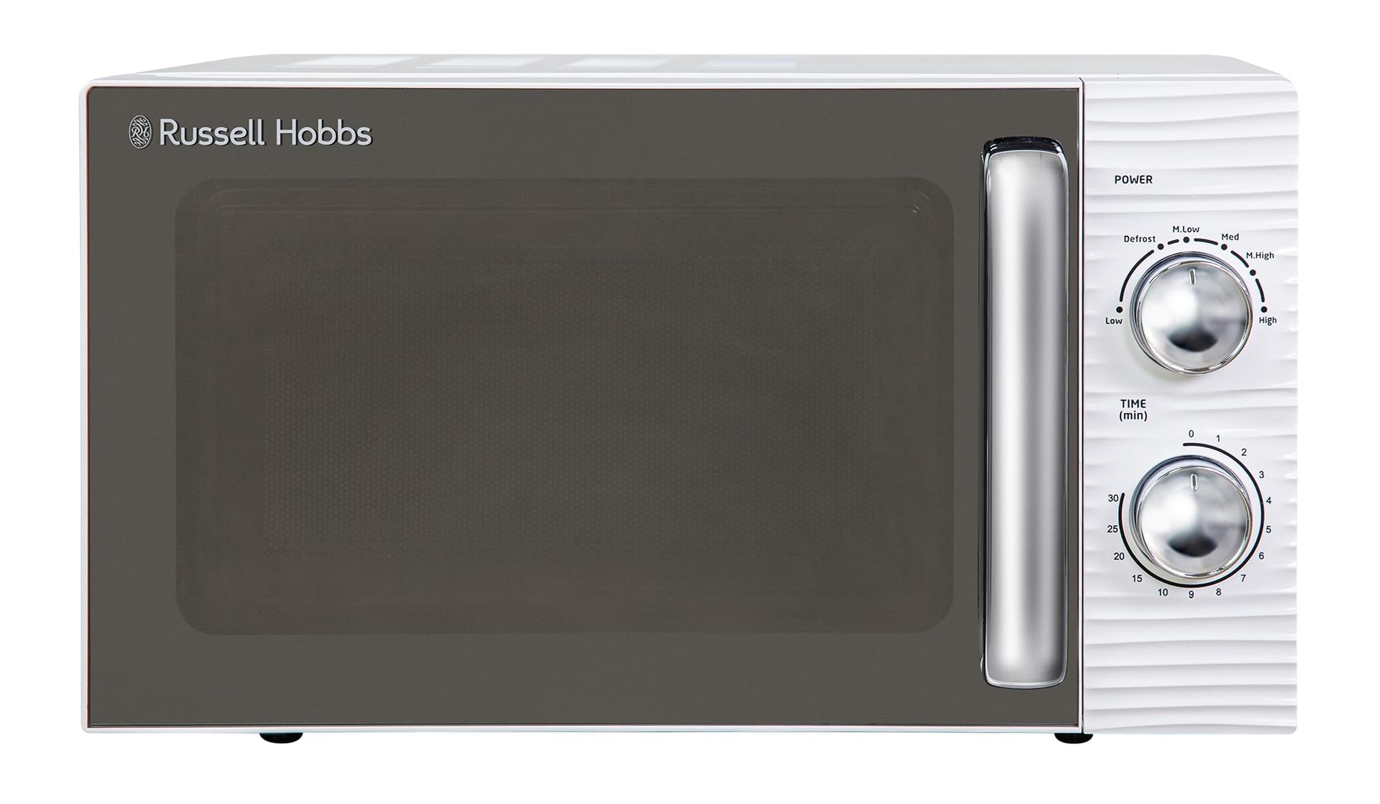 Russell Hobbs RHM1731 Inspire Solo-Mikrowelle, 17 Liter, 700 W, weiss, mit Tür in Spiegeloptik und Drehreglern