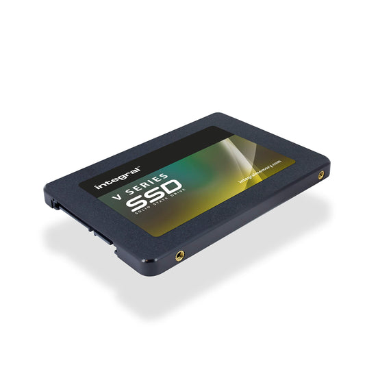 Integral V Series 2 4TB Interne SSD 2.5 Zoll SATA III: Rechteckige, dünne, schwarze SSD dient als Datenspeicher für Computer.