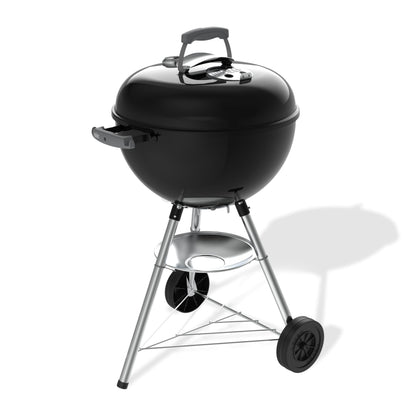 Weber Bar-B-Kettle Holzkohlegrill 47 cm mit Thermometer schwarz, Kugelgrill mit Deckel und Dreibein-Ständer auf Rädern