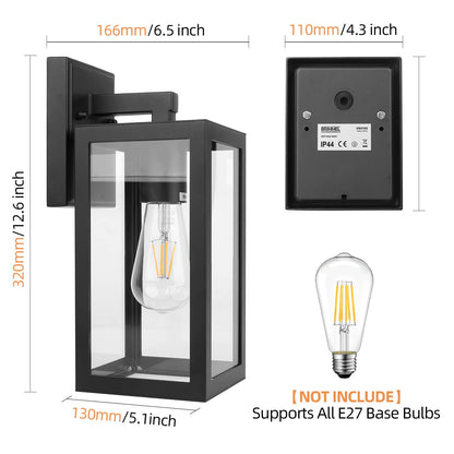 BRIMMEL Aussen Wandleuchte Mattschwarz Aluminium Klar Glas 2er-Set