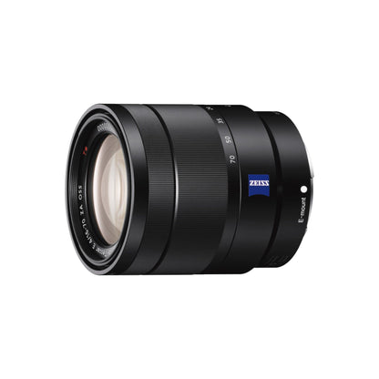 Sony Zeiss SEL-1670Z Standard-Zoom-Objektiv 16-70mm F4.0. Schwarzes, zylindrisches zur Bildaufnahme mit variabler Brennweite.