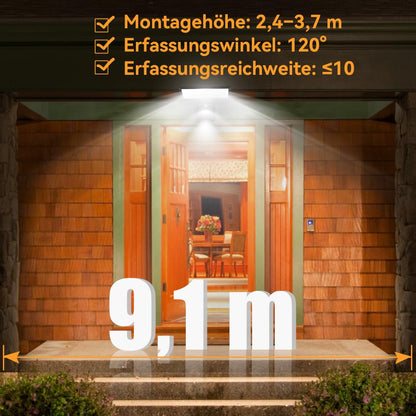 JESLED Solar-Aussenleuchte, 90 LEDs, Bewegungsmelder, IP65, 4er-Set