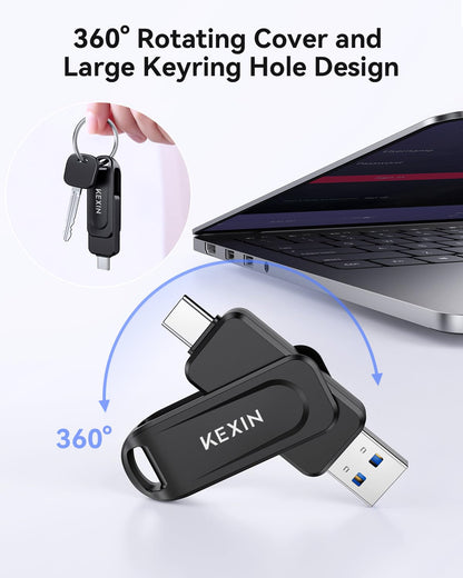 KEXIN USB C Stick 512GB USB 3.0 OTG Dual Type-C & USB-A Speicherstick