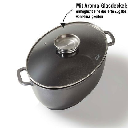 STONELINE Gourmet Bräter mit Deckel Induktion Oval 39x26 cm, 8,5 L