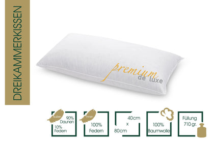 HANSKRUCHEN Premium de Luxe Daunenkissen – 40x80 cm Allergiker
