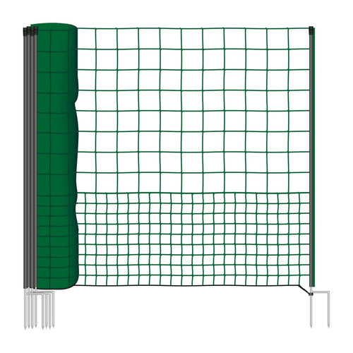 VOSS.farming Hühnernetz mit Durchgang 25m 125cm grün ohne Strom. Grünes Geflügelnetz. Mobiler Zaun zur Geflügelhaltung.