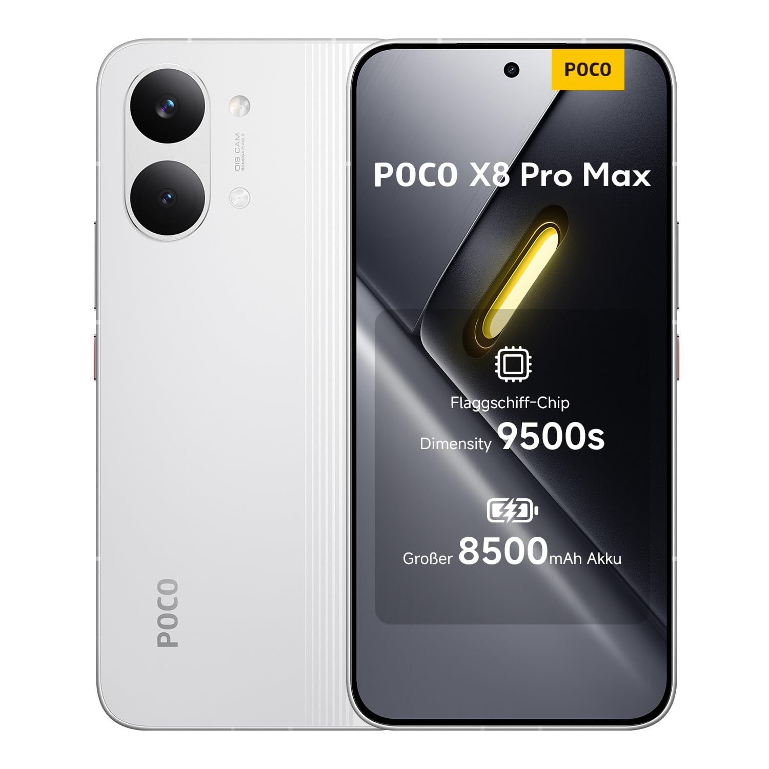 Xiaomi Poco X8 Pro Max Smartphone 12 GB + 256 GB, AMOLED, Weiss – 50-MP-Hauptkamera mit OIS