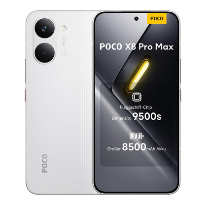 Xiaomi Poco X8 Pro Max Smartphone 12 GB + 256 GB, AMOLED, Weiss – 50-MP-Hauptkamera mit OIS