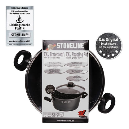 STONELINE XXL Aluguss Kochtopf Induktion 28 cm Grau mit Deckel
