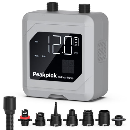 Peakpick D19PRO Elektrische SUP-Pumpe, 20 PSI, Akku, mit Tragegriff und LED-Digitalanzeige