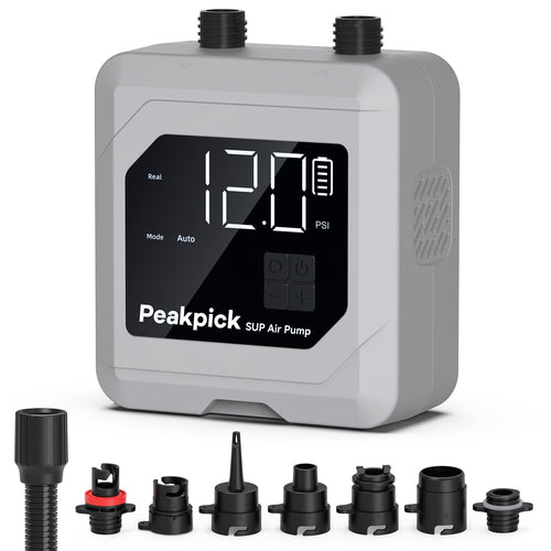Peakpick D19PRO Elektrische SUP-Pumpe, 20 PSI, Akku, mit Tragegriff und LED-Digitalanzeige