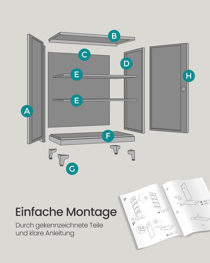 SONGMICS OMC013W01 abschliessbarer Aktenschrank - mattweiss