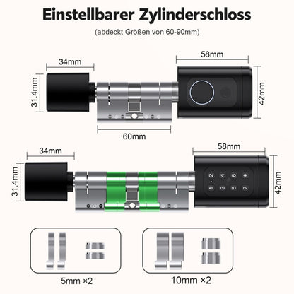 Elektronisches Türschloss Fingerabdruck Haustür – verstellbar 60-90mm