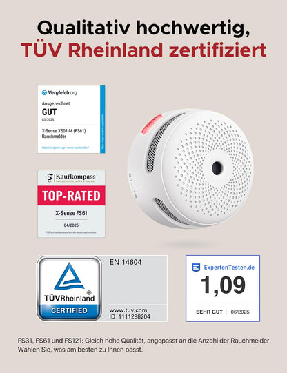 X-Sense Smart Rauchmelder XS01-M Set mit SBS50 Basisstation, 24 Stück