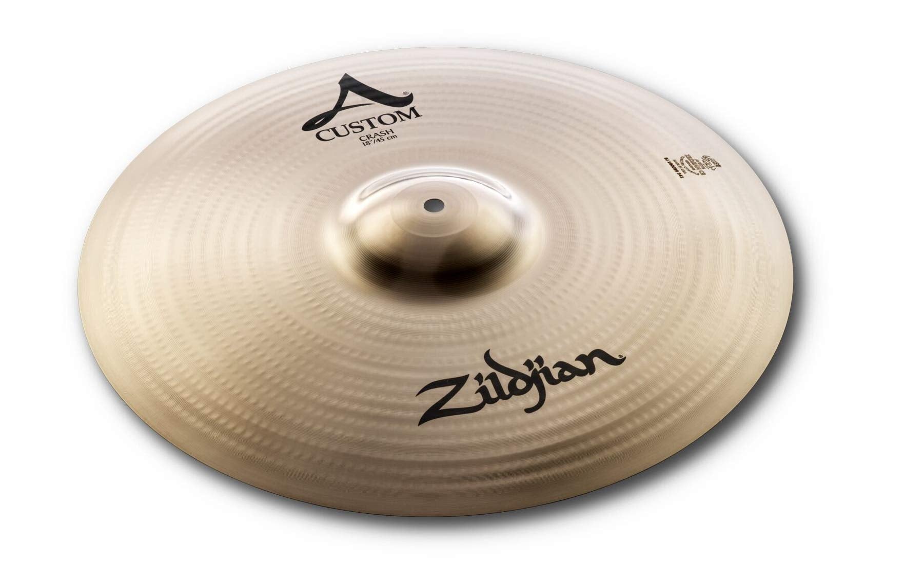 Zildjian A Custom Series Crash Cymbal – 18 Zoll Brilliant Finish: Rundes Becken für explosive Akzente im Schlagzeug.