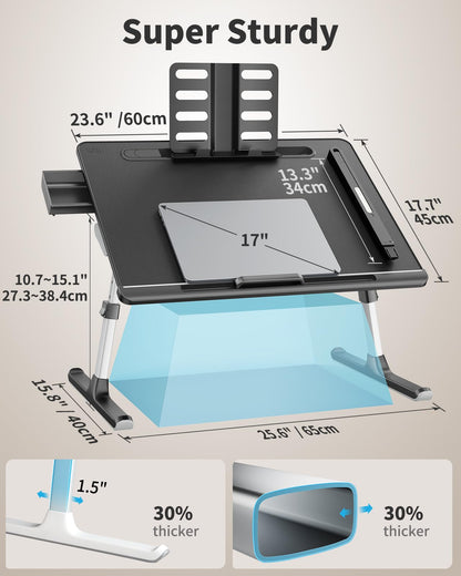 **SAIJI Laptoptisch Betttisch – Verstellbar mit LED Lampe**