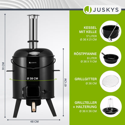 Juskys Gulaschkanone Gulaschkessel – 17L mit Kessel & Pfanne