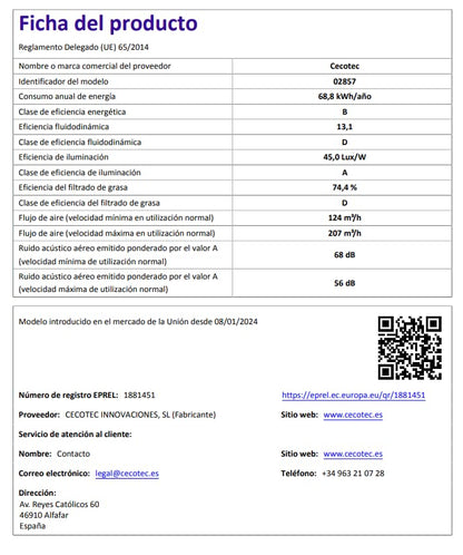 Cecotec Bolero Flux CM 602200 Dunstabzugshaube - 60 cm Schwarz
