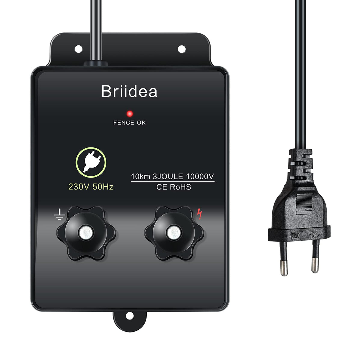 briidea Weidezaungerät 230V Elektrozaungerät 3 Joule 10.000 V, Gehäuse mit Schraubklemmen