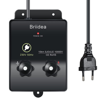 briidea Weidezaungerät 230V Elektrozaungerät 3 Joule 10.000 V, Gehäuse mit Schraubklemmen