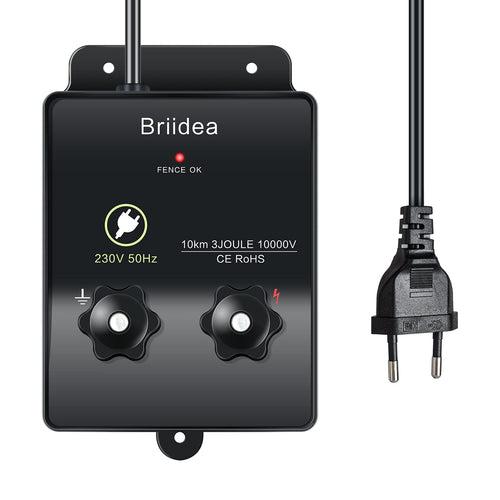 briidea Weidezaungerät 230V Elektrozaungerät 3 Joule 10.000 V, Gehäuse mit Schraubklemmen