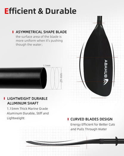 Abahub Kajakpaddel verstellbar 210-230 cm 3-teilig schwarz