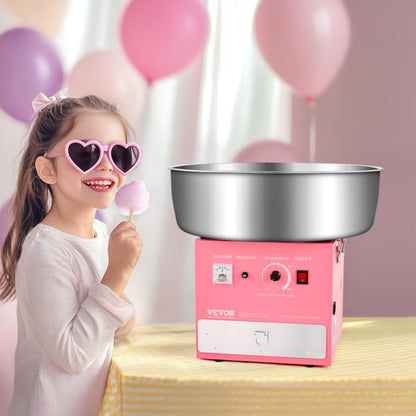 VEVOR Zuckerwattemaschine elektrisch 1000 W, Edelstahlschüssel, Rosa