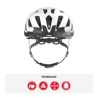 ABUS Urban-I 3.0 Fahrradhelm mit LED-Rücklicht, Weiss, Grösse L