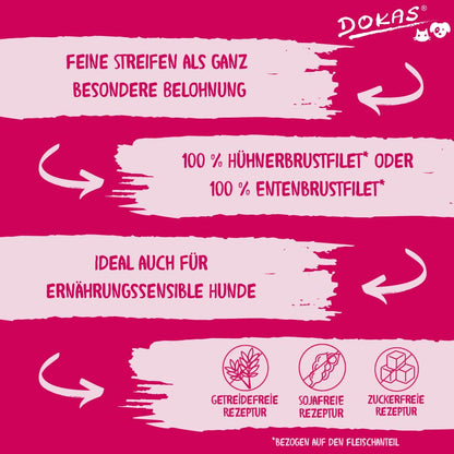 DOKAS Getreidefreier Premium Hundesnack Streifen Entenbrust 500g 6er Pack