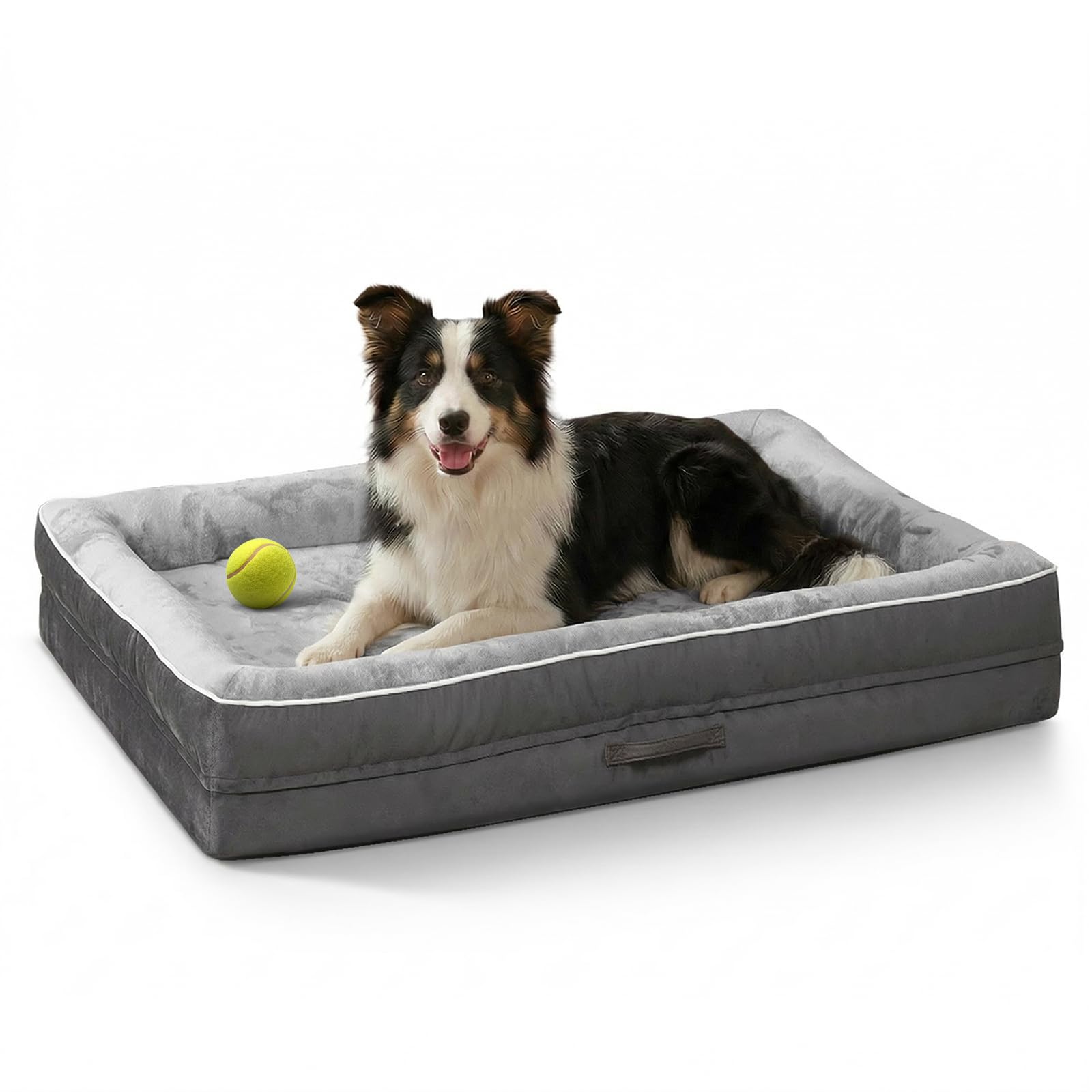 Upvilla Orthopädisches Hundebett für grosse Hunde, waschbar, grau