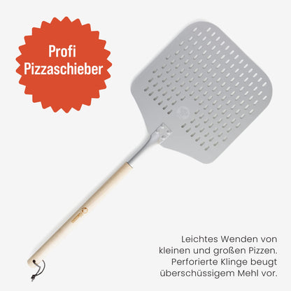 Chef Pomodoro Pizzaschieber perforiert, Aluminium mit Holzgriff
