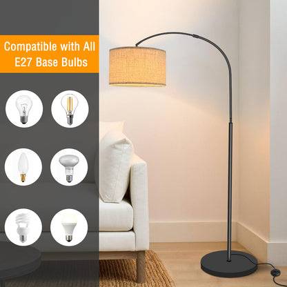 Fortand Bogenlampe LED Stehleuchte – Modern Leinen-Schirm