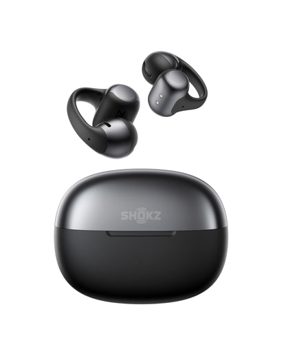 Shokz OpenDots ONE Open-Ear-Kopfhörer Bluetooth, Schwarz – Clip-On-Ohrhörer mit Ladeetui