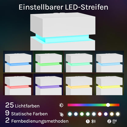 WOLTU Nachttisch 2er Set LED mit Steckdose - weiss NTS23ws-2