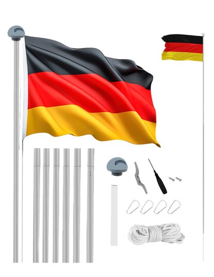 MUWO Glory Teleskop-Fahnenmast, Aluminium, höhenverstellbar bis 6,1 m