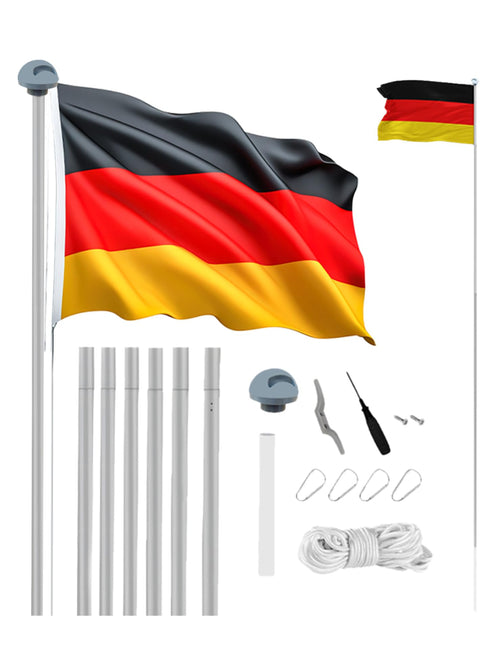 MUWO Glory Teleskop-Fahnenmast, Aluminium, höhenverstellbar bis 6,1 m