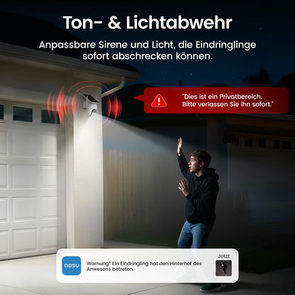 aosu 2K Überwachungskamera Aussen Akku Solar 2-Cam-Set mit aosuBase