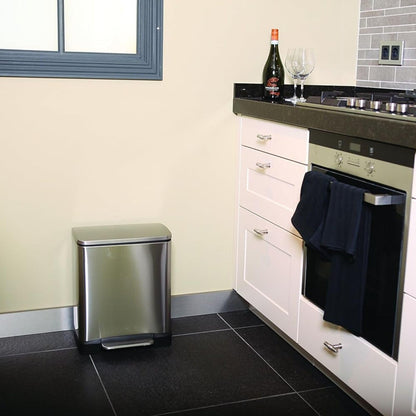 EKO E-Cube Tretmülleimer Küche Edelstahl 20L Matt Silber