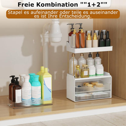 OrderlyGo Makeup Organizer Gross - 2 Etagen 3 Schubladen Transparent