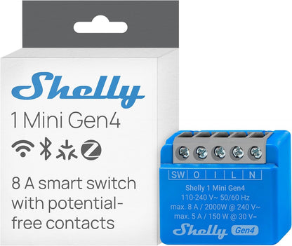 Shelly 1 Mini Gen4 WLAN Smart Relaisschalter 1 Kanal 8A, 4er-Pack