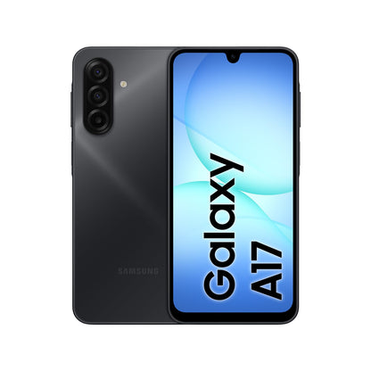 Samsung Galaxy A17 LTE Smartphone 128 GB, 50-MP-Kamera, Schwarz, dünner 7,5-mm-Rahmen, auf einer Linie angeordnete Kamera