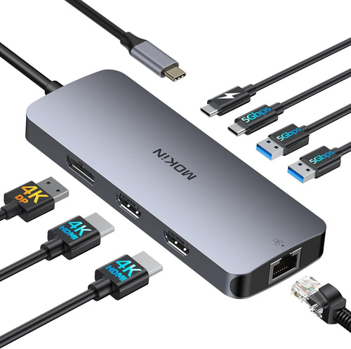 MOKiN USB-C Docking Station Dual Monitor 8-in-1, 2x HDMI, DisplayPort