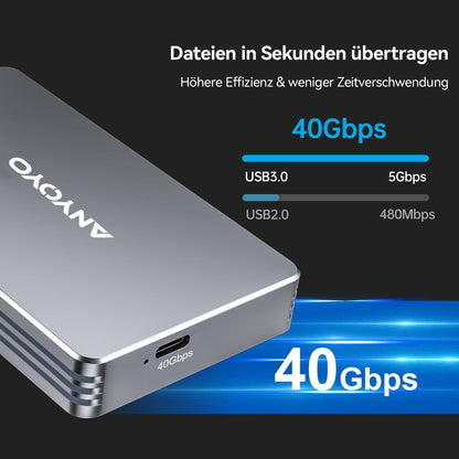 ANYOYO M.2 NVMe SSD Gehäuse 40Gbps – USB 4/Thunderbolt