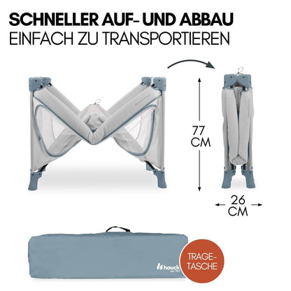 hauck Dream n Play Plus faltbares Baby Reisebett Set - Dusty Blue